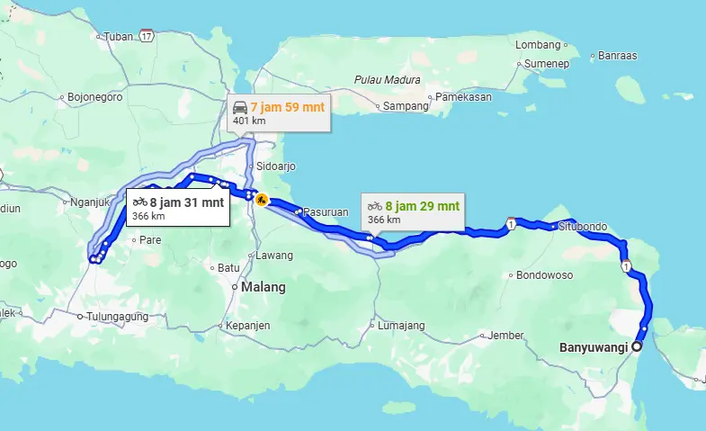 rute travel banyuwangi kediri